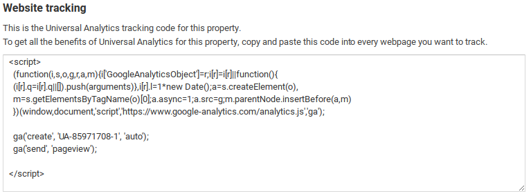 google analytics website tracking code snippet