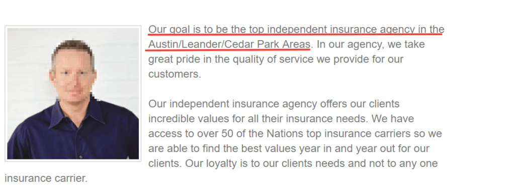 bad example of an insurance agent value statement