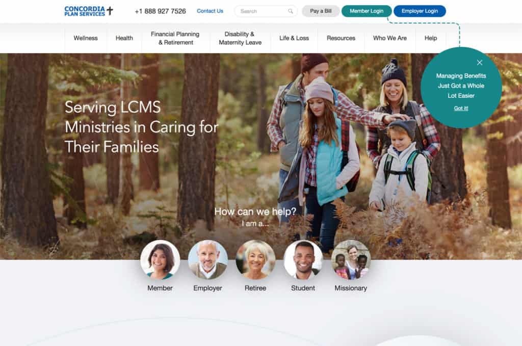 The Concordia Plans Insurance Website Design Offers Great Branding and UX