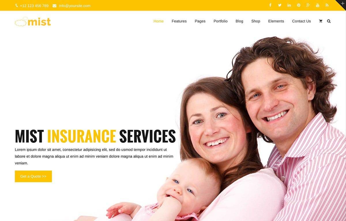 Mist Insurance Website Theme for WordPress