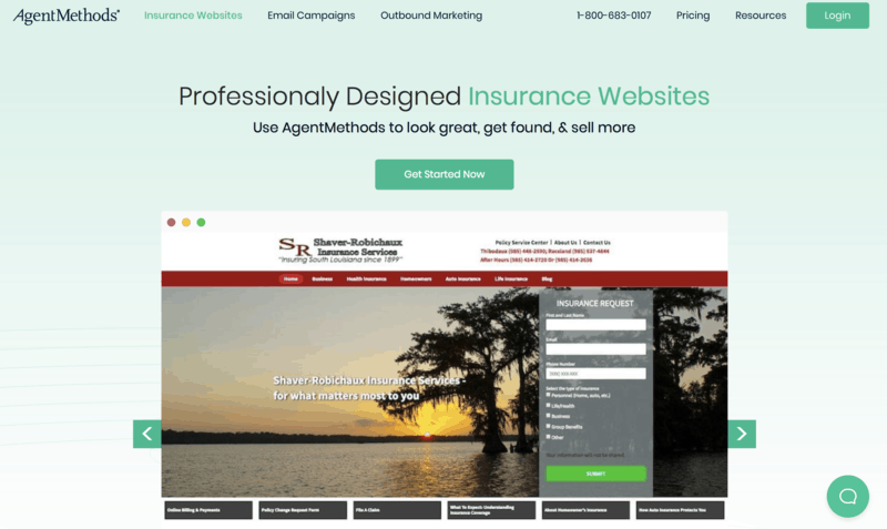 AgentMethods offers templated insurance web designs