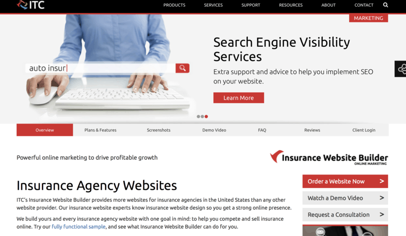 ITC offers insurance web design products