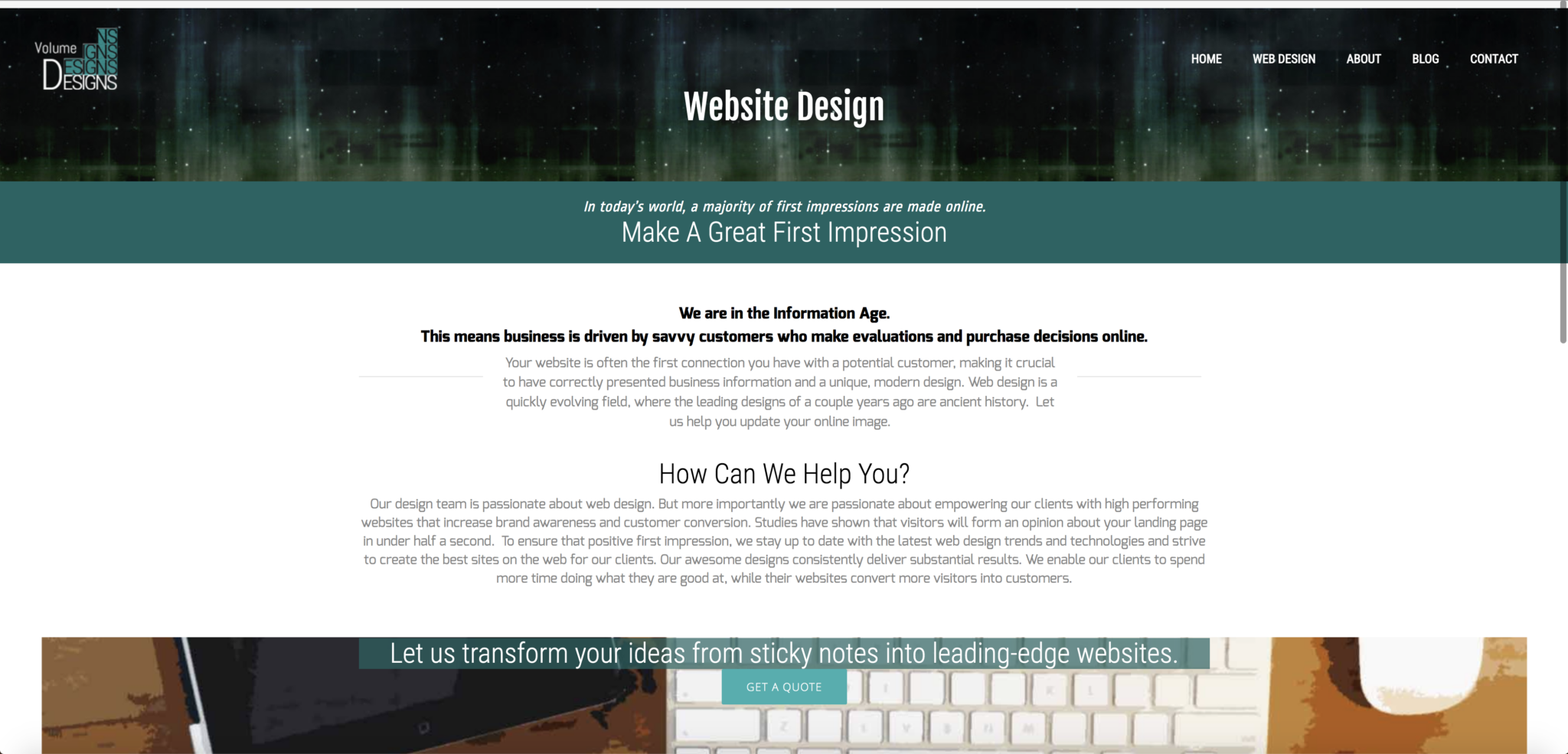 First Version of VolumeDesigns Website Cerca 2013